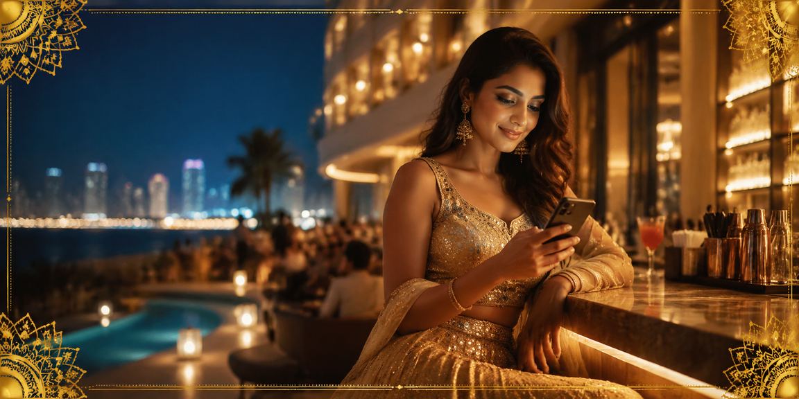 Indian woman enjoying Teen Patti game on mobile at home